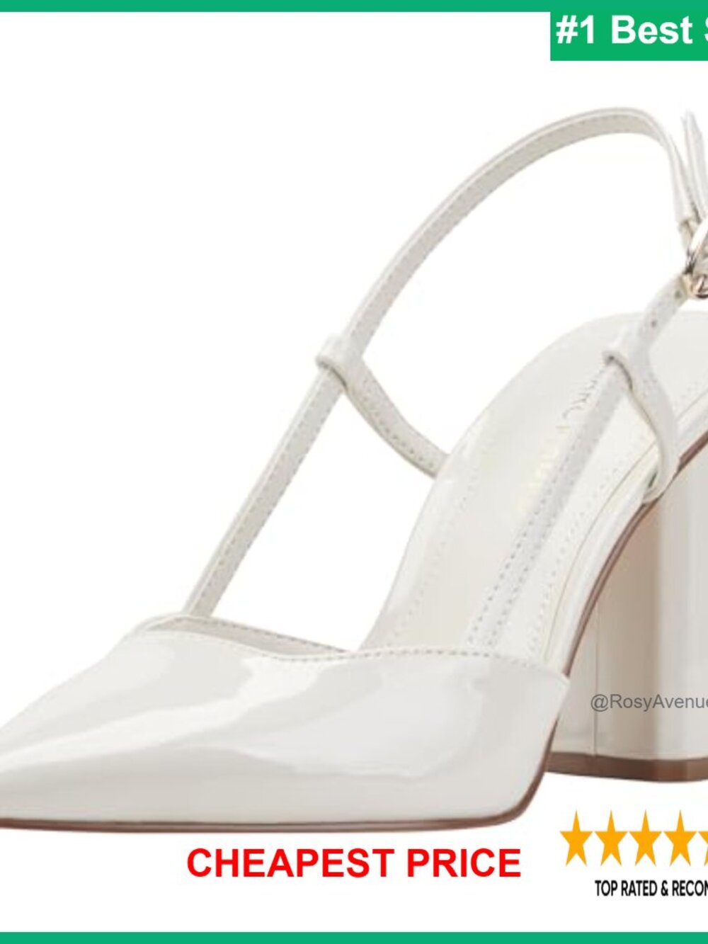 Pointy Toe Slingback Block Heel Dress Pumps Faux Patent Leather